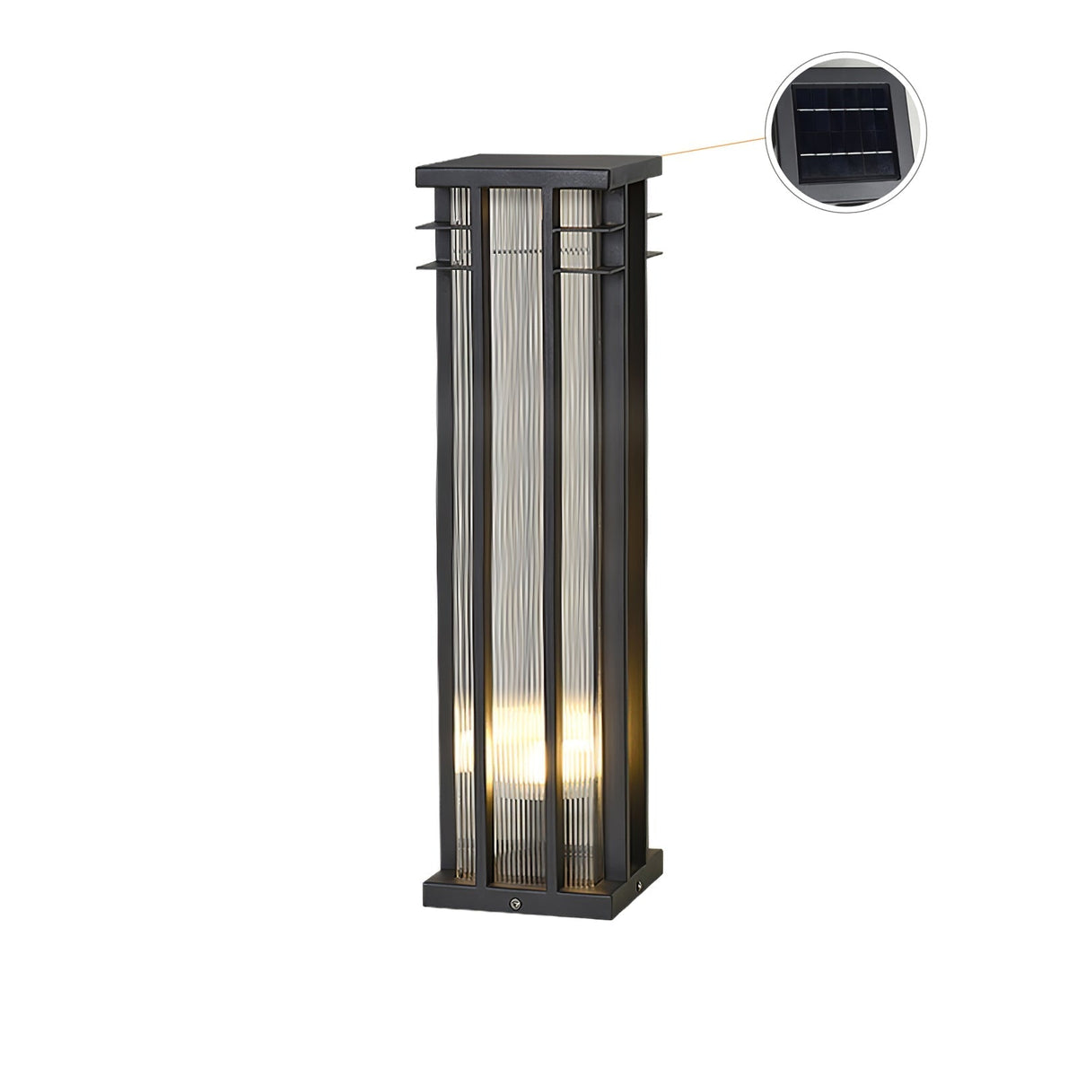 Aurevane Metal Double-Axis Outdoor Post Lamp#Size_25.6″#Power source_Model B: Solar-Powered Version#Kelvin range_Warm Light