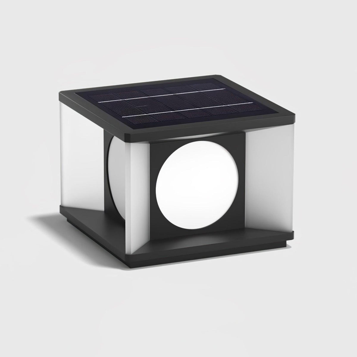 Zevaris Acrylic Cube Outdoor Post Lamp#Size_D 19.7″ x H 13.8″#Power source_Model B: Solar-Powered Version