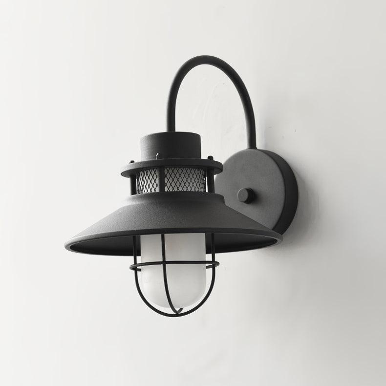 Wyndora Frosted Glass Outdoor Wall Lamp#Finish_Black & Frosted glass