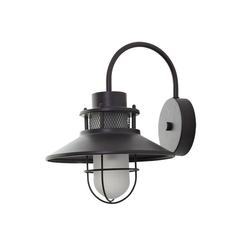 Wyndora Frosted Glass Outdoor Wall Lamp#Finish_Coffee gold & Frosted glas
