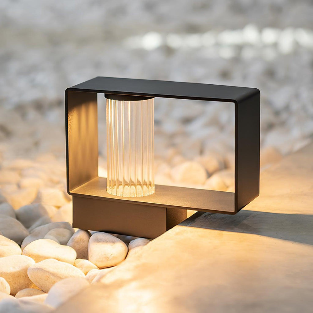 Valessia Striped Glass Outdoor Post Lamp