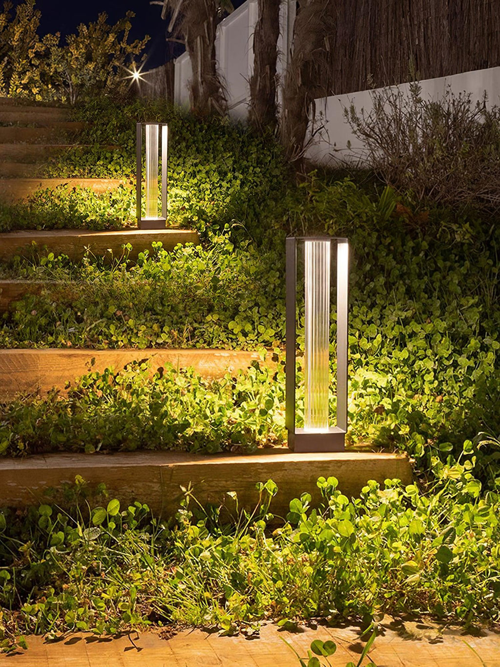 Valessia Striped Glass Outdoor Post Lamp