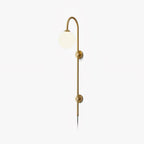 Mirevane Plug-In Glass Globe Brass Wall Lamp