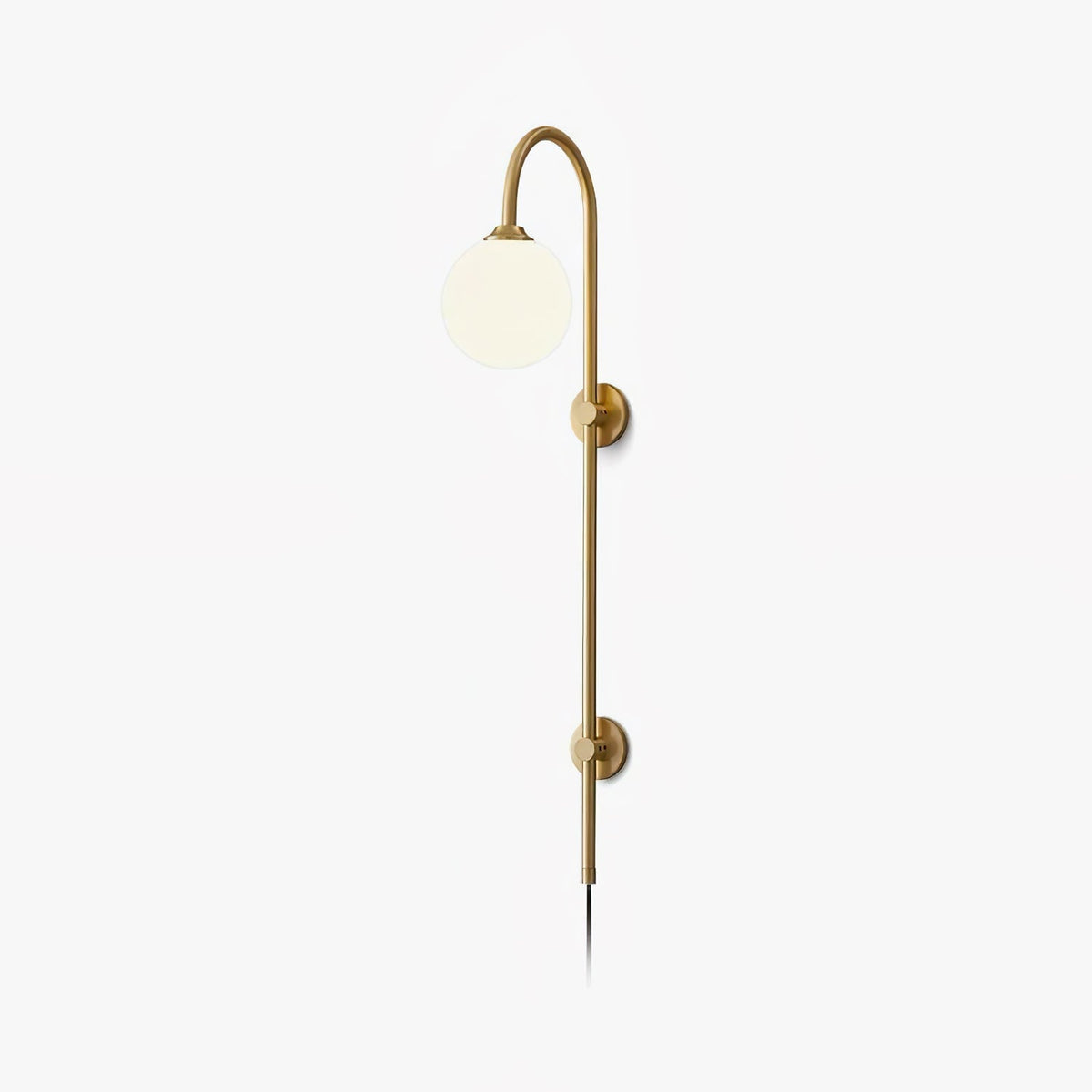 Mirevane Plug-In Glass Globe Brass Wall Lamp