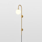 Ysoria Glass Globe Brass Wall Lamp#Size_W 4.7″ x H 23.6″#Finish_Gold & White