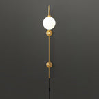 Mirevane Plug-In Glass Globe Brass Wall Lamp