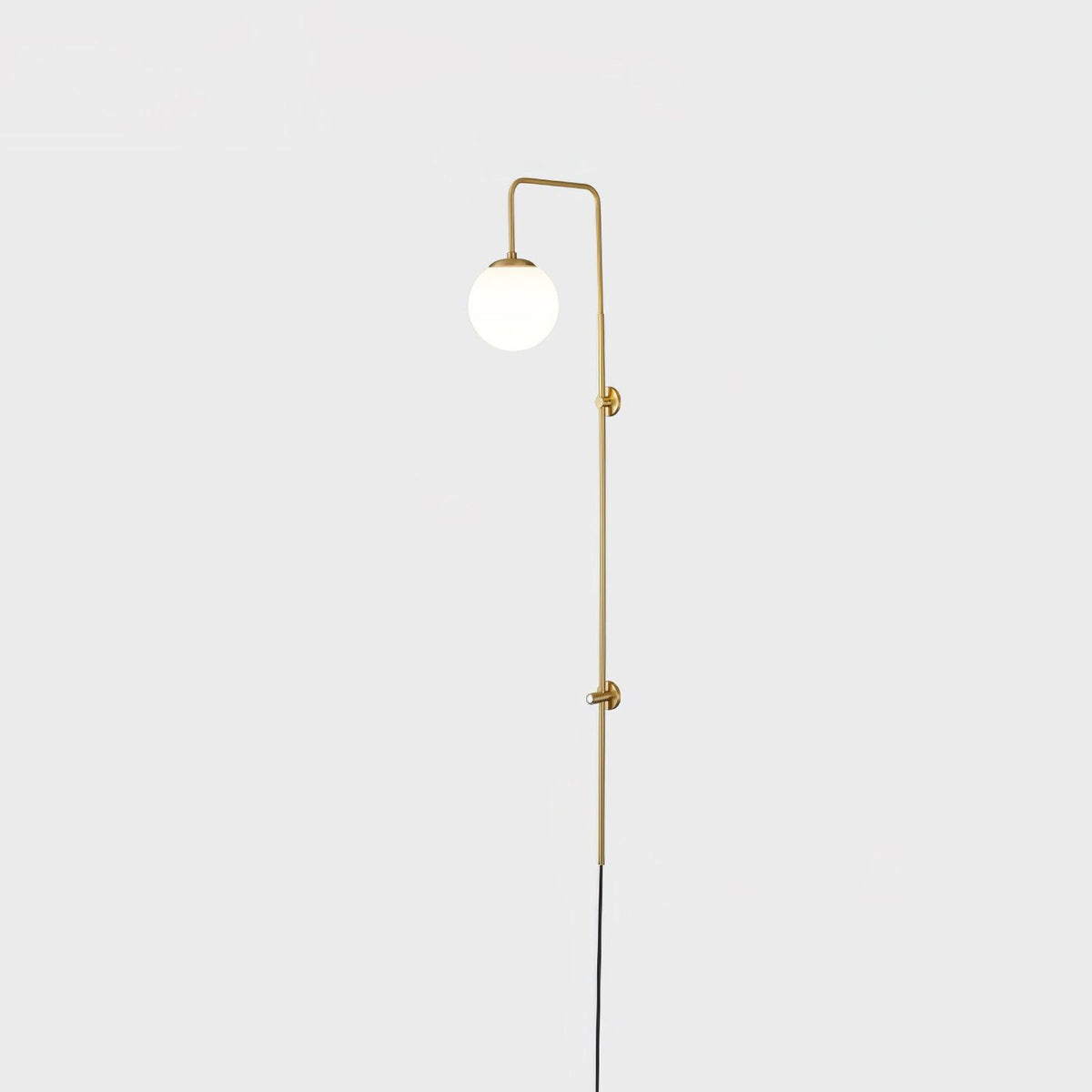 Ysoria Glass Globe Brass Wall Lamp#Size_W 5.9″ x H 47.2″#Finish_Gold & White
