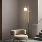 Mirevane Plug-In Glass Globe Brass Wall Lamp