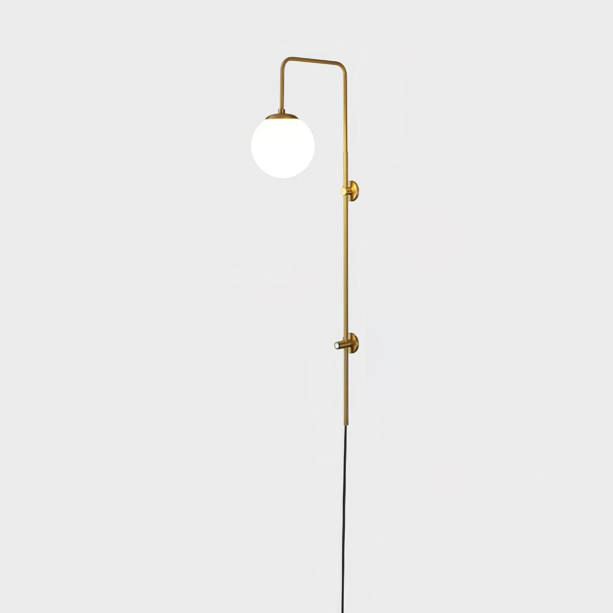 Ysoria Glass Globe Brass Wall Lamp#Size_W 5.9″ x H 35.4″#Finish_Gold & White