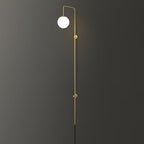 Mirevane Plug-In Glass Globe Brass Wall Lamp