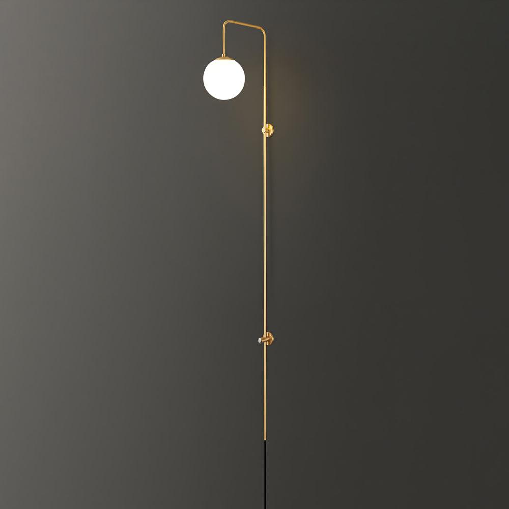 Mirevane Plug-In Glass Globe Brass Wall Lamp