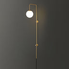 Mirevane Plug-In Glass Globe Brass Wall Lamp