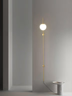 Mirevane Plug-In Glass Globe Brass Wall Lamp