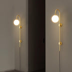 Mirevane Plug-In Glass Globe Brass Wall Lamp
