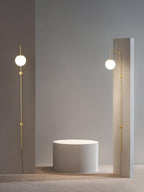 Mirevane Plug-In Glass Globe Brass Wall Lamp
