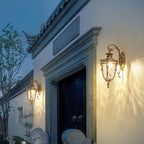 Trivelle Heritage Glass Brass Outdoor Wall Lamp