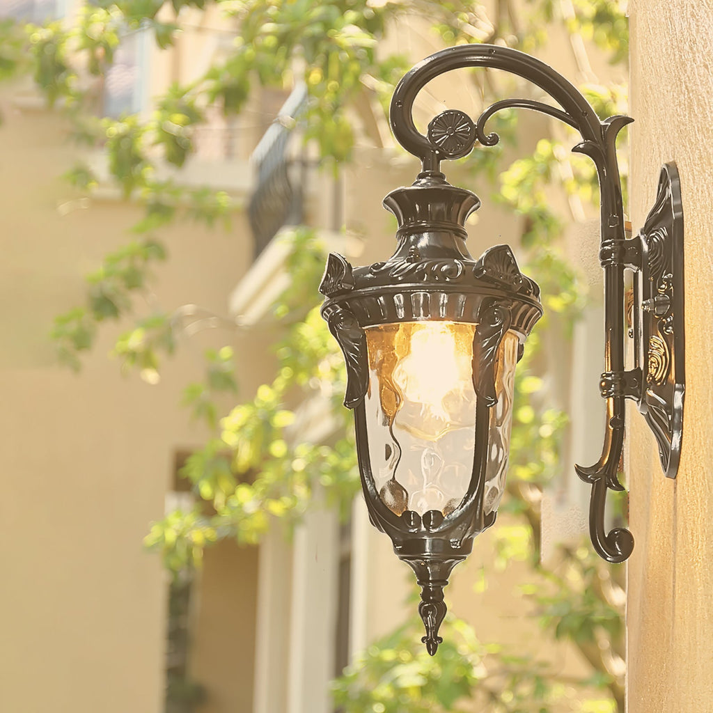 Trivelle Heritage Glass Brass Outdoor Wall Lamp
