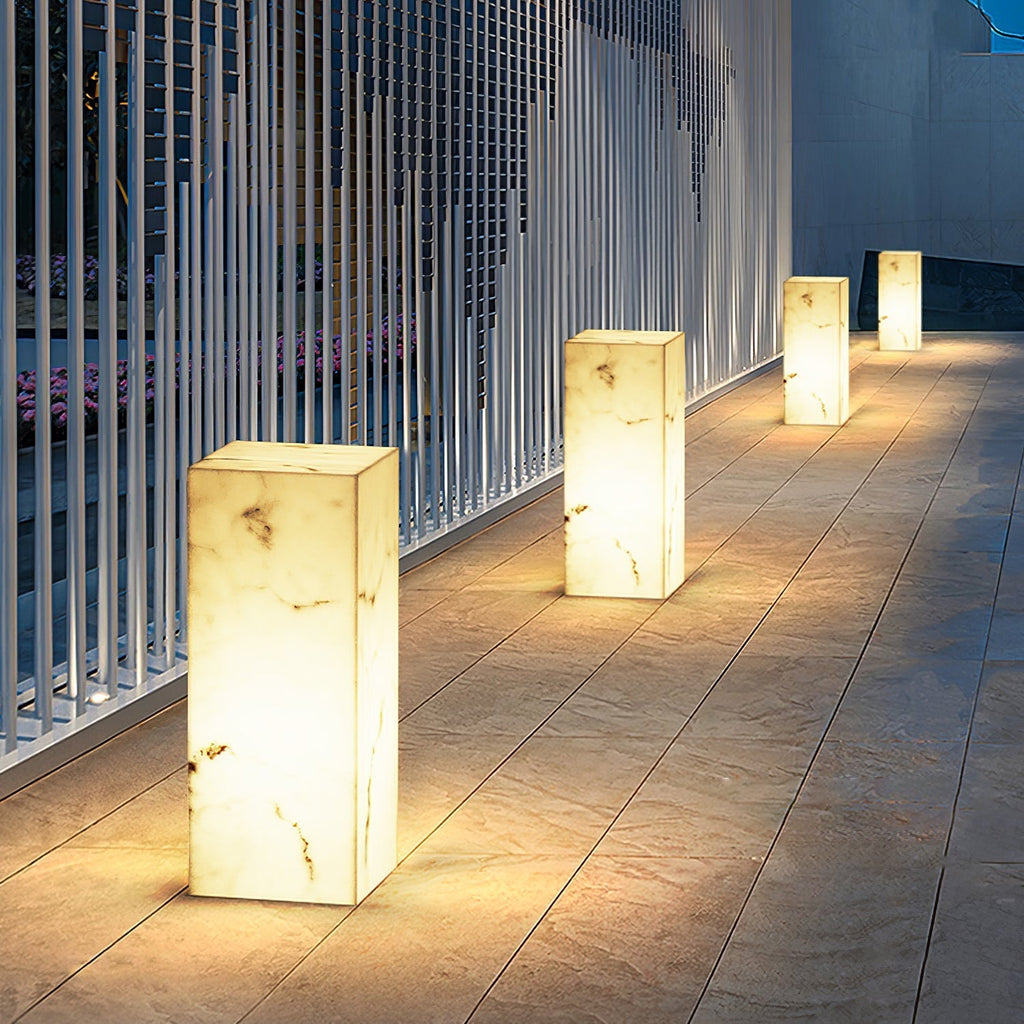 Sylvarin Faux Marble Cube Outdoor Post Lamp