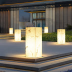 Sylvarin Faux Marble Cube Outdoor Post Lamp