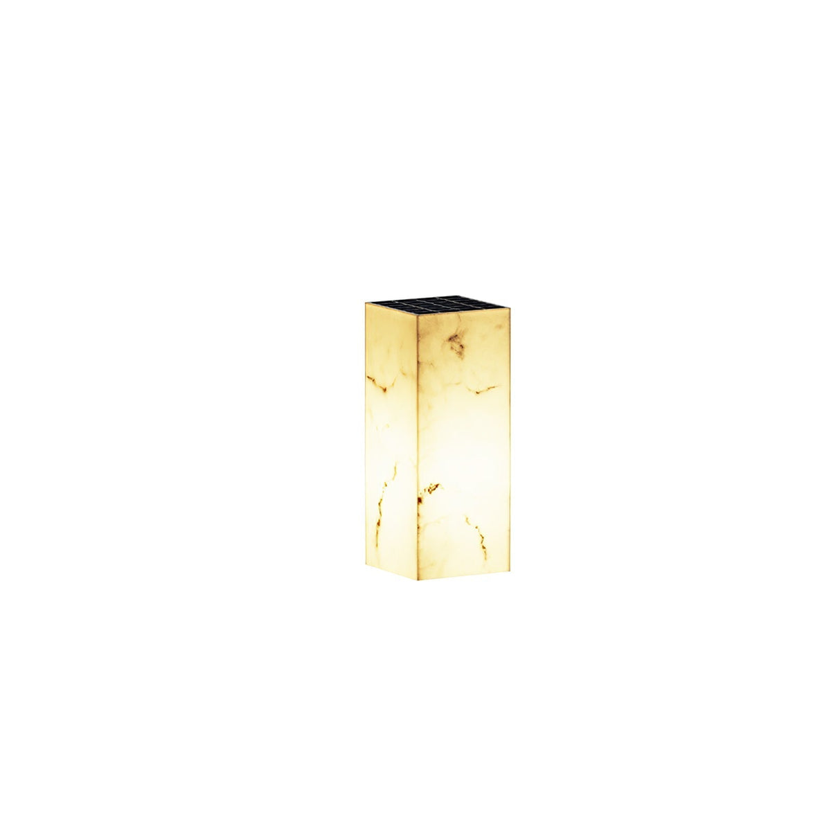 Sylvarin Faux Marble Cube Outdoor Post Lamp#Size_D 5.9″ x H 14.2″#Power source_Model B: Solar-Powered Version