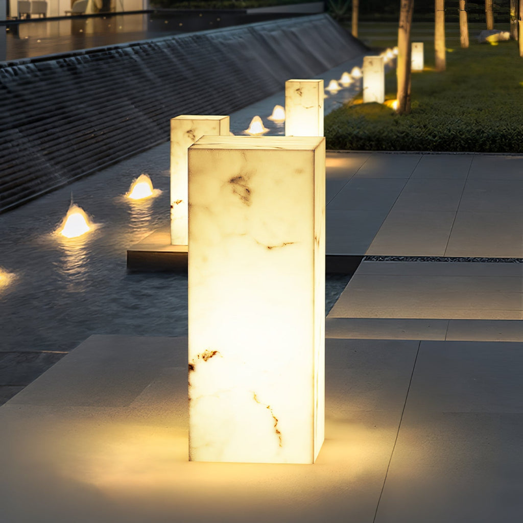 Sylvarin Faux Marble Cube Outdoor Post Lamp