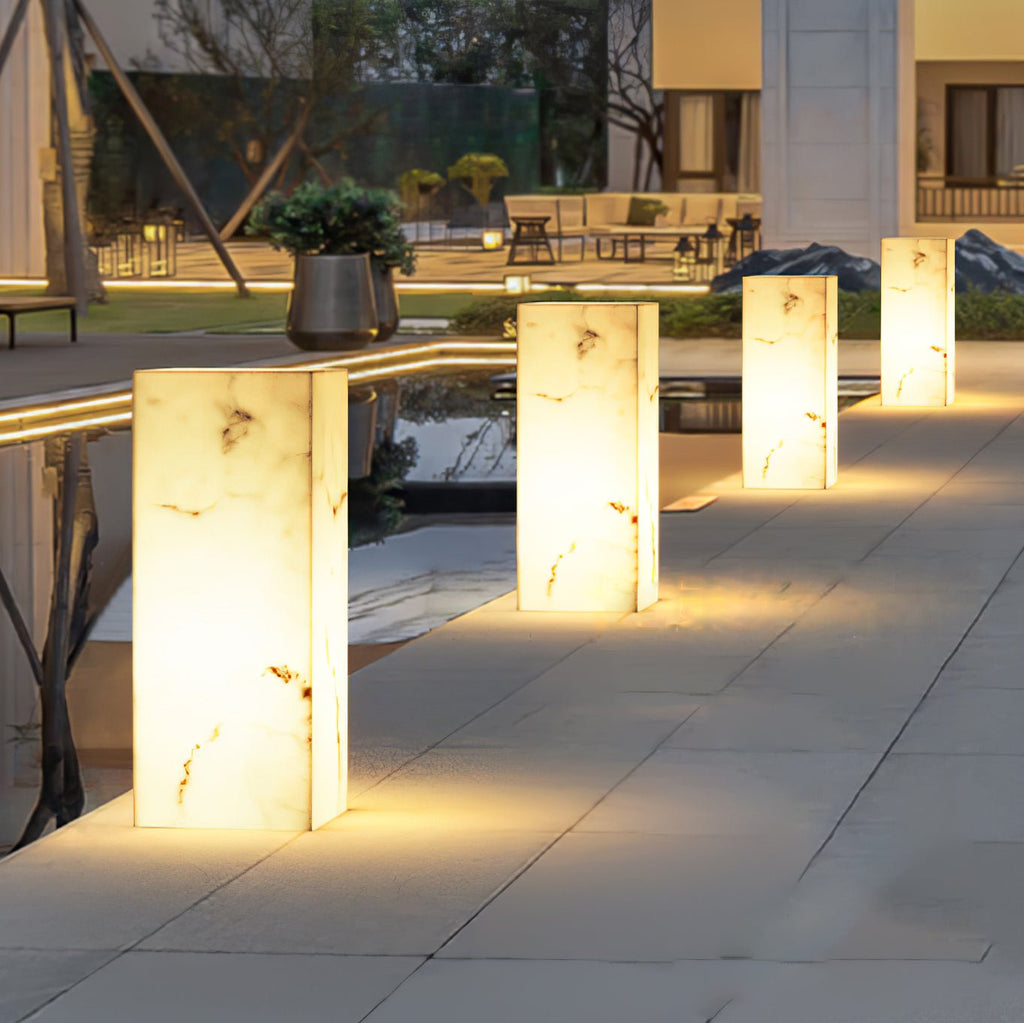 Sylvarin Faux Marble Cube Outdoor Post Lamp