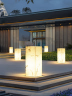 Sylvarin Faux Marble Cube Outdoor Post Lamp