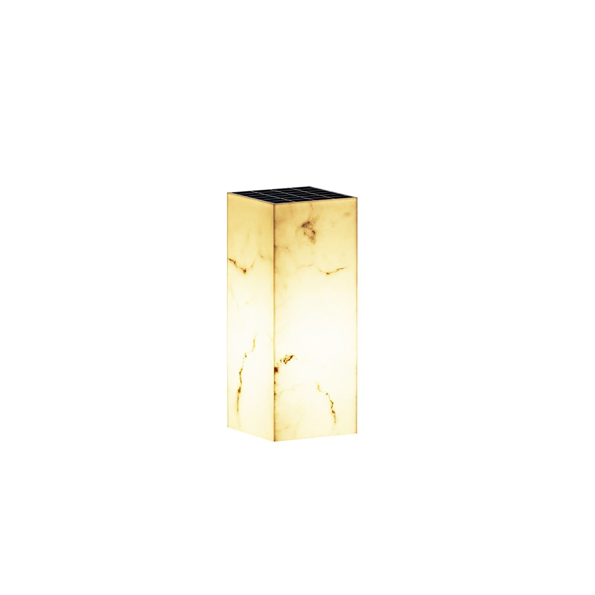 Sylvarin Faux Marble Cube Outdoor Post Lamp#Size_D 7.9″ x H 19.7″#Power source_Model B: Solar-Powered Version