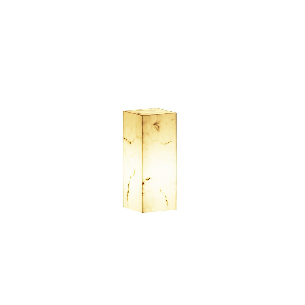 Sylvarin Faux Marble Cube Outdoor Post Lamp#Size_D 5.9″ x H 14.2″#Power source_Model A: Wired Version#Kelvin range_Warm Light