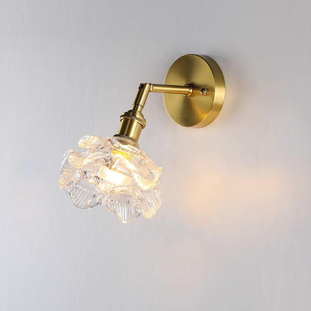 Ardenelle Adjustable Glass Brass Wall Lamp#Finish_Brass & Clear