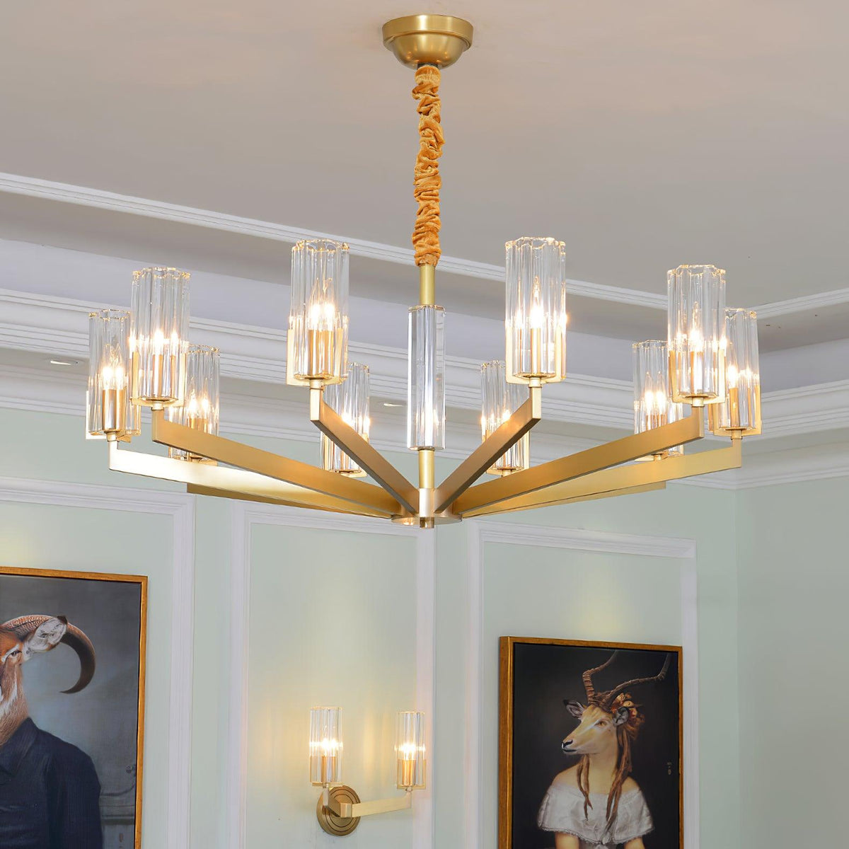 Calvessara Multi-Light Glass Brass Chandelier