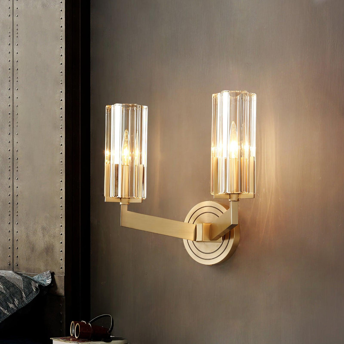Coravine Modern Glass Brass Wall Lamp