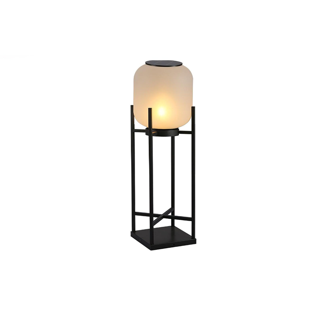 Praevora Glass Lantern Outdoor Floor Lamp#Size_D 11.8″ x H 29.5″#Power source_Model B: Solar-Powered Version