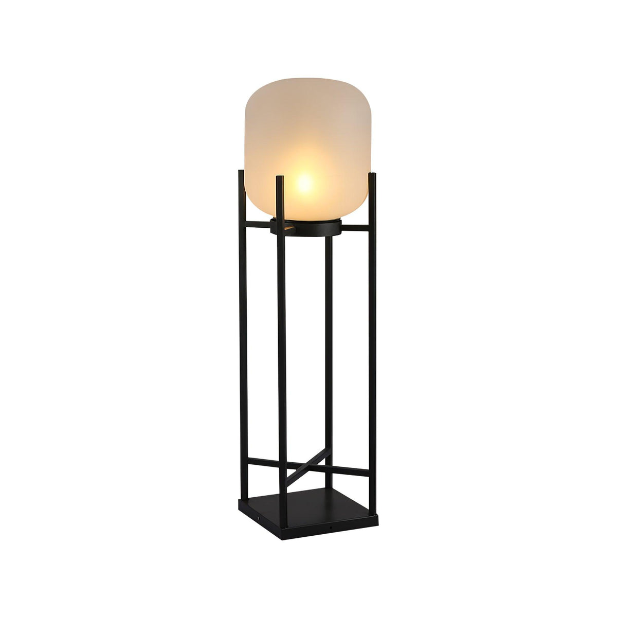 Praevora Glass Lantern Outdoor Floor Lamp#Size_D 13.4″ x H 39.4″#Power source_Model A: Wired Version#Kelvin range_Warm Light