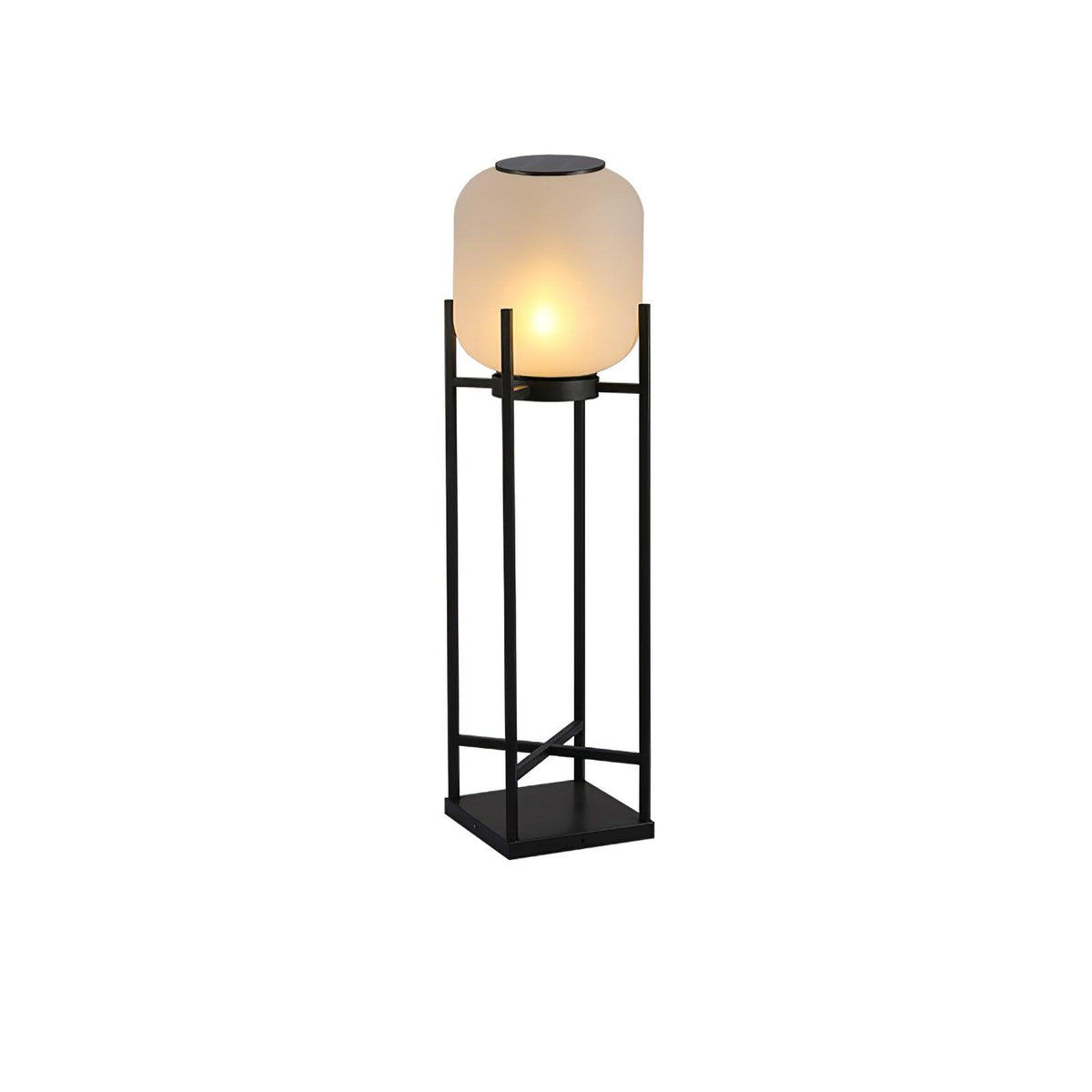 Praevora Glass Lantern Outdoor Floor Lamp#Size_D 13.4″ x H 39.4″#Power source_Model B: Solar-Powered Version