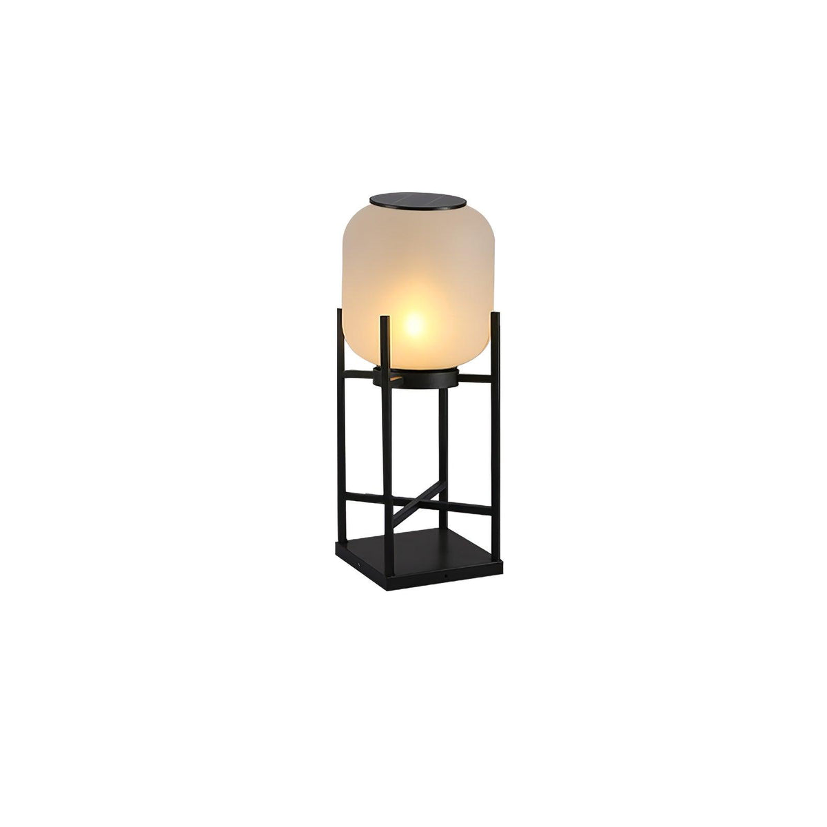 Praevora Glass Lantern Outdoor Floor Lamp#Size_D 11.8″ x H 18.9″#Power source_Model B: Solar-Powered Version