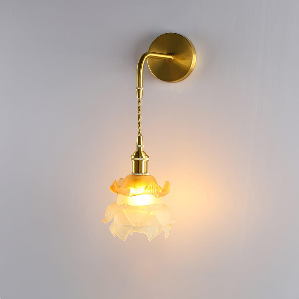 Belviora Distressed Glass Brass Wall Lamp#Finish_Brass