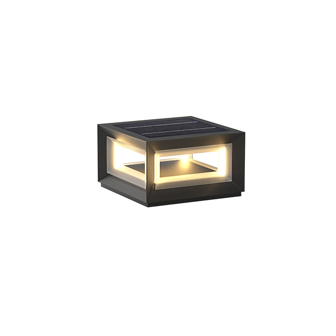 Monavere Acrylic Cube Outdoor Post Lamp#Size_D 11.8″ x H 6.7″#Power source_Model B: Solar-Powered Version