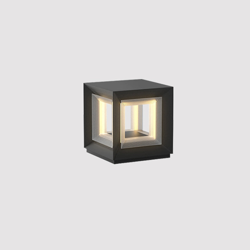 Monavere Acrylic Cube Outdoor Post Lamp#Size_D 9.8″ x H 10.2″#Power source_Model A: Wired Version#Kelvin range_Warm Light