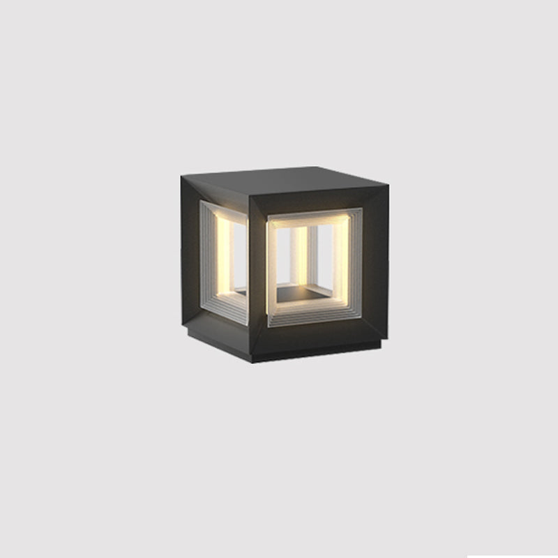 Monavere Acrylic Cube Outdoor Post Lamp#Size_D 11.8″ x H 12.4″#Power source_Model A: Wired Version#Kelvin range_Warm Light