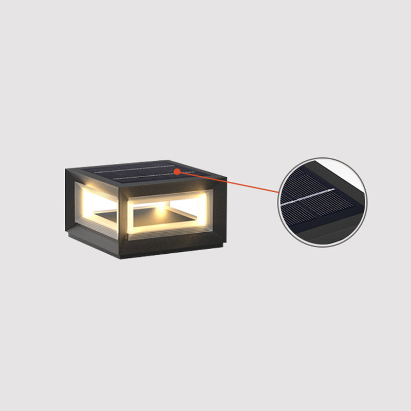 Monavere Acrylic Cube Outdoor Post Lamp#Power source_Model B: Solar-Powered Version#Kelvin range_Warm Light