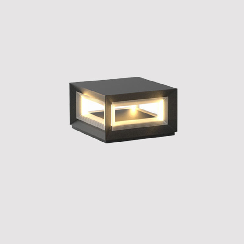 Monavere Acrylic Cube Outdoor Post Lamp#Size_D 9.8″ x H 5.5″#Power source_Model A: Wired Version#Kelvin range_Warm Light
