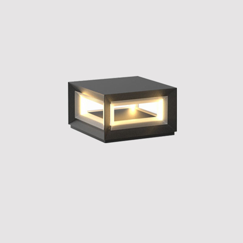 Monavere Acrylic Cube Outdoor Post Lamp#Size_D 11.8″ x H 6.7″#Power source_Model A: Wired Version#Kelvin range_Warm Light