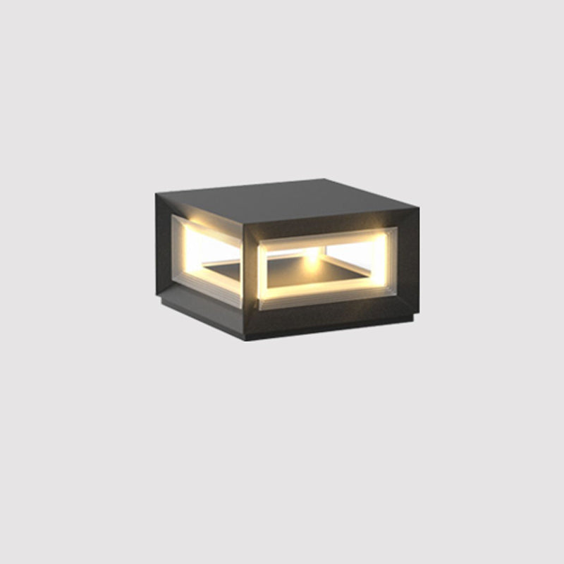 Monavere Acrylic Cube Outdoor Post Lamp#Size_D 15.7″ x H 8.7″#Power source_Model A: Wired Version#Kelvin range_Warm Light
