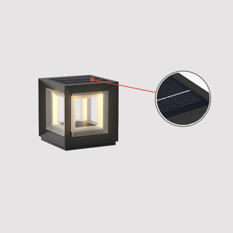 Monavere Acrylic Cube Outdoor Post Lamp#Power source_Model B: Solar-Powered Version#Kelvin range_Warm Light