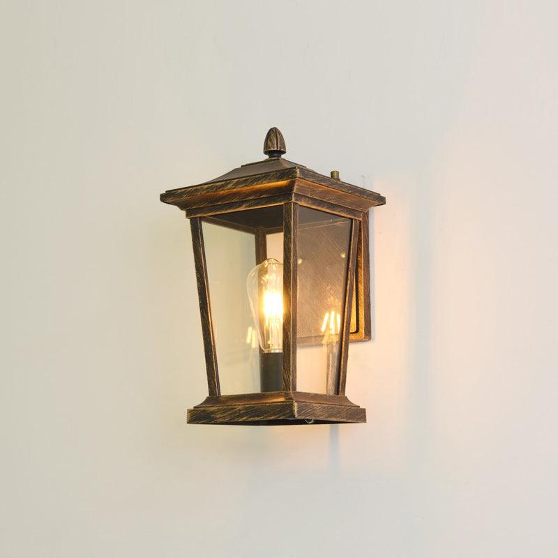 Junovaire Glass Cage Outdoor Wall Lamp#Finish_Antique#Glass options_Clear glass