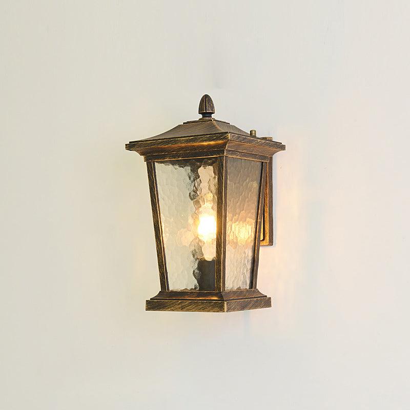 Junovaire Glass Cage Outdoor Wall Lamp#Finish_Antique#Glass options_Water pattern glass