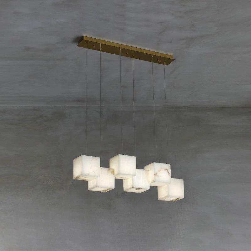 Avelune Multi-Light Alabaster Linear Chandelier#Size_6 heads#Finish_White