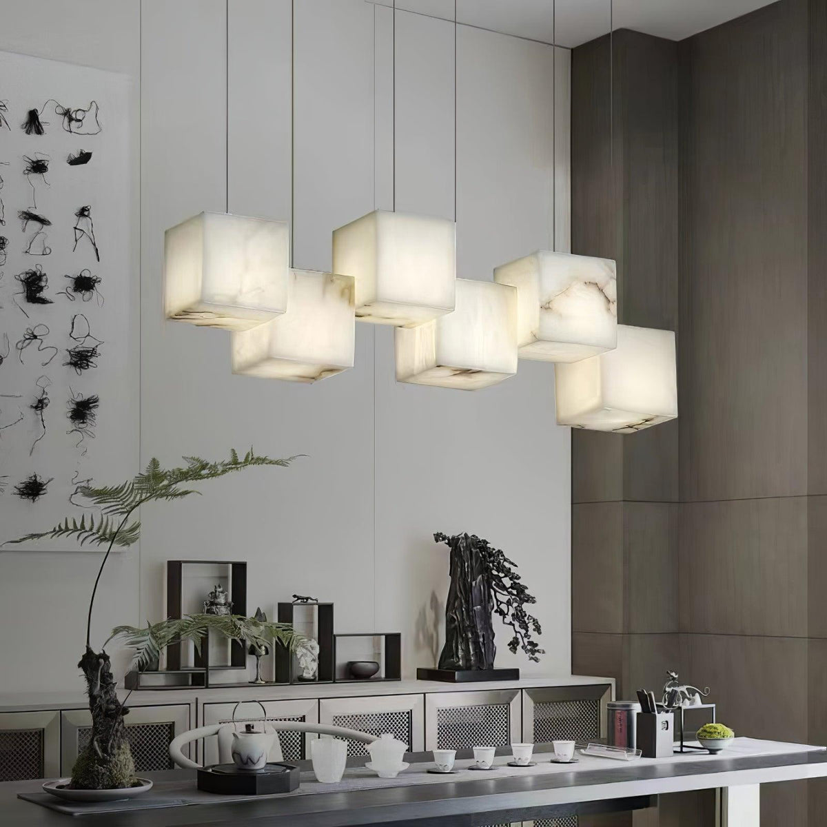 Avelune Multi-Light Alabaster Linear Chandelier