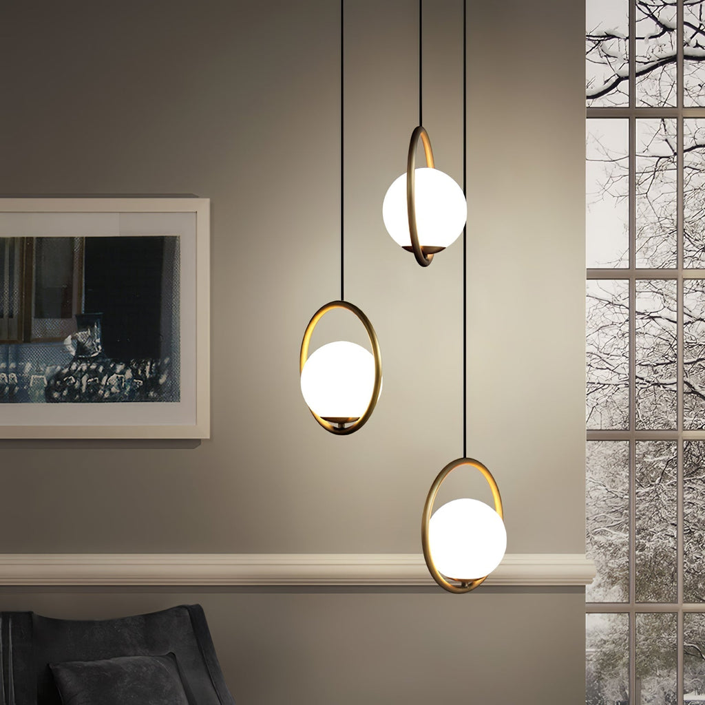 Havorine Glass Globe Brass Swag Pendant Light